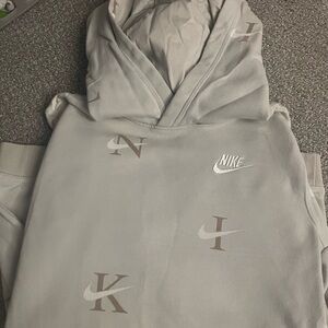 Nike Kids Gray Hoodie with Logo Accents